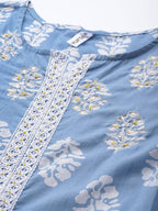 Yufta Blue & White A-Line Dupatta Set | Grocsy