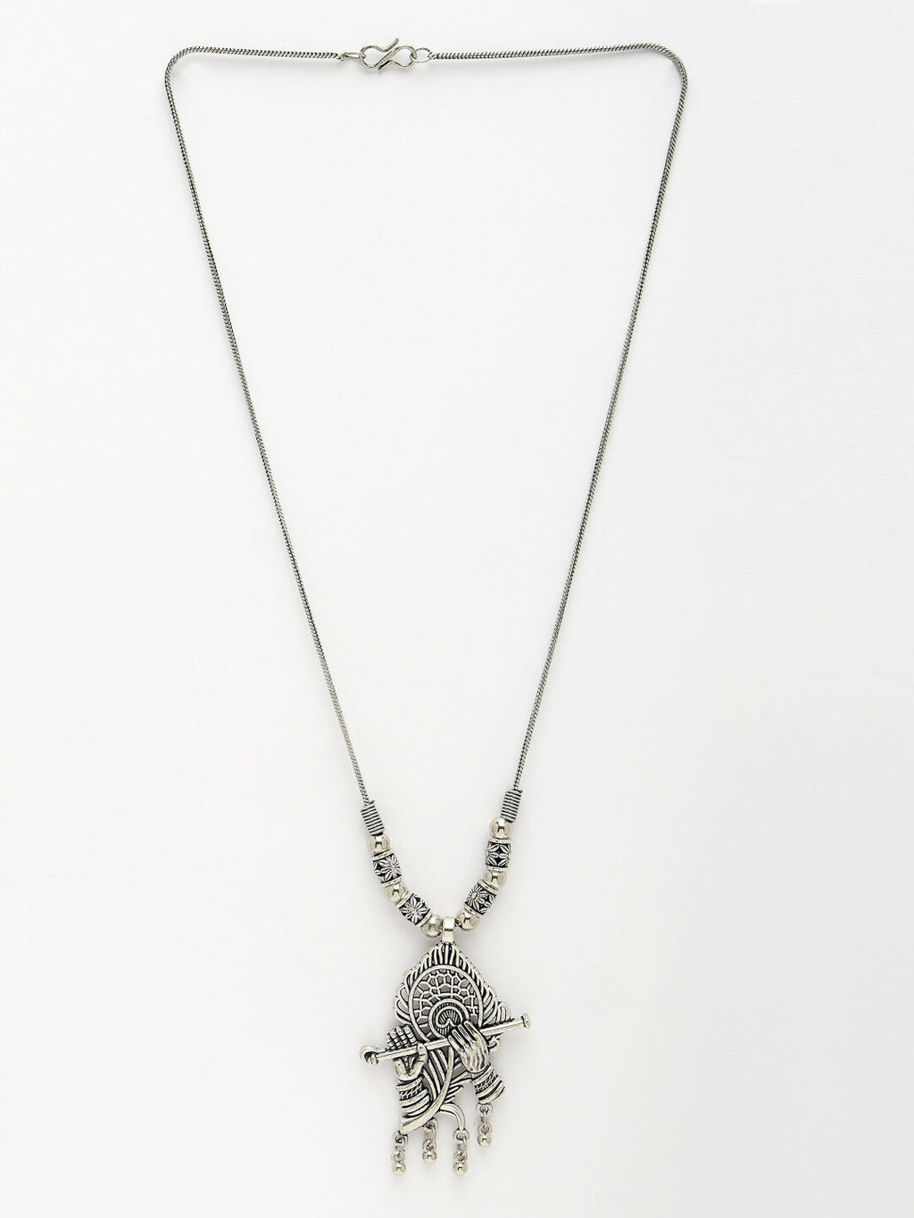 NVR Women's Silver-Toned German Silver Oxidised Pendant with Chain | Grocsy