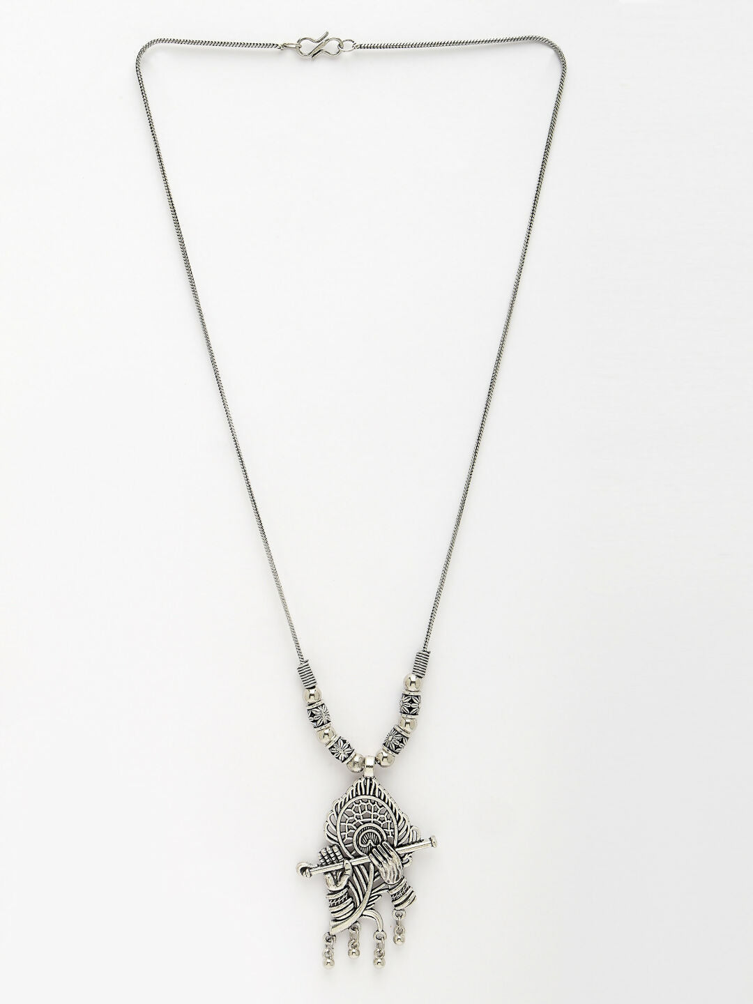 NVR Women's Silver-Toned German Silver Oxidised Pendant with Chain | Grocsy
