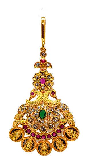 AD Kasu peacock Bridal Maang Tikka | Grocsy