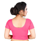 Vamika Beautiful Pink Lycra Plain Blouse | Grocsy