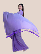 Suta Lavender Solid Mul Saree | Grocsy