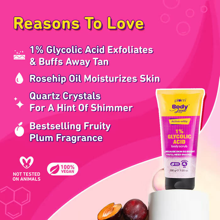 Plum BodyLovin Active-witty 1% Glycolic Acid Body Scrub | Grocsy