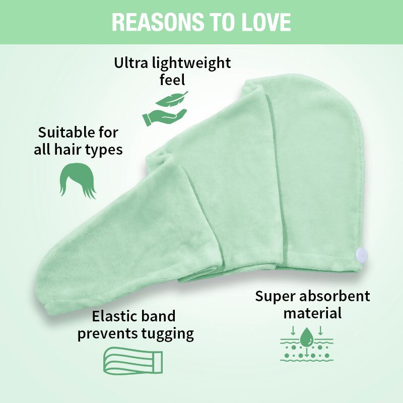 Nykaa Naturals Microfiber Hair Wrap for Frizz Free & Shiny Hair - Green | Grocsy