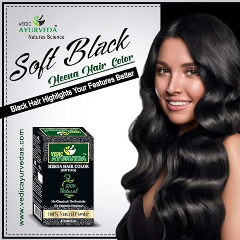 VedicAyurveda Natural Henna hair color Soft Black | Grocsy