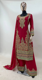 Lorenvalley Fashion Pink Chinon Embroidery With Sequince Work Salwar Kameez Stitched | Grocsy