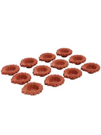 Tied Ribbons Brown Set of 12 Handmade Clay Terracotta Diyas | Grocsy