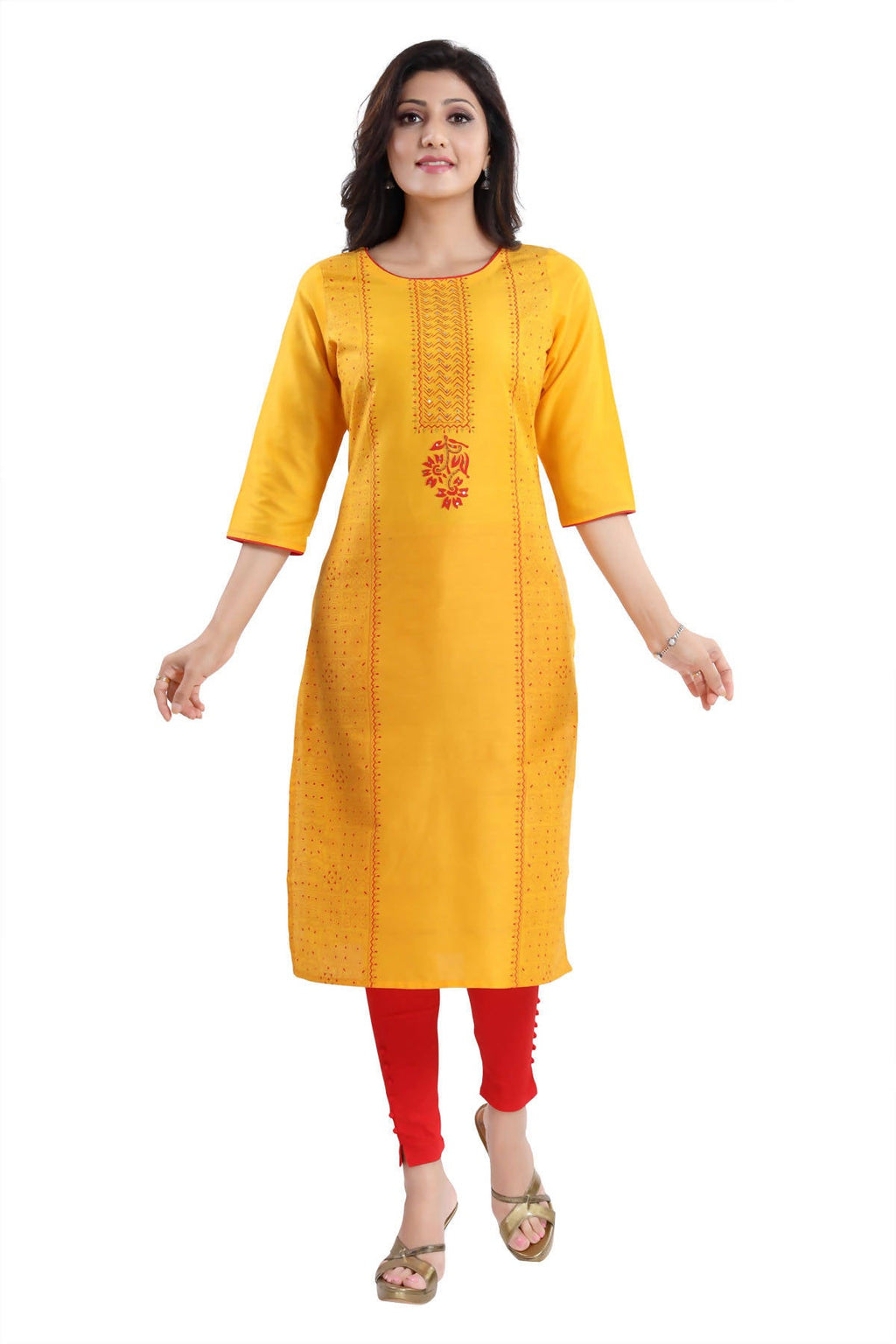 Snehal Creations Cotton Silk Printed Long Kurti With Sequence Highlight | Grocsy