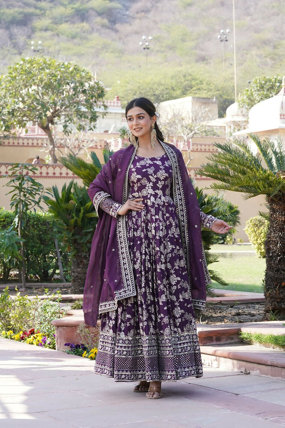 Joban Fashion Wine Viscose Jacquard Sequence Embroidery Work Kurta Set | Grocsy