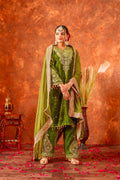 Joban Fashion Olive Green Velvet Embroidery Kurta Set | Grocsy