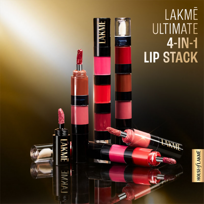 Lakme Ultimate Glam 4 In 1 Lip Stack - Pink Vibe Only | Grocsy