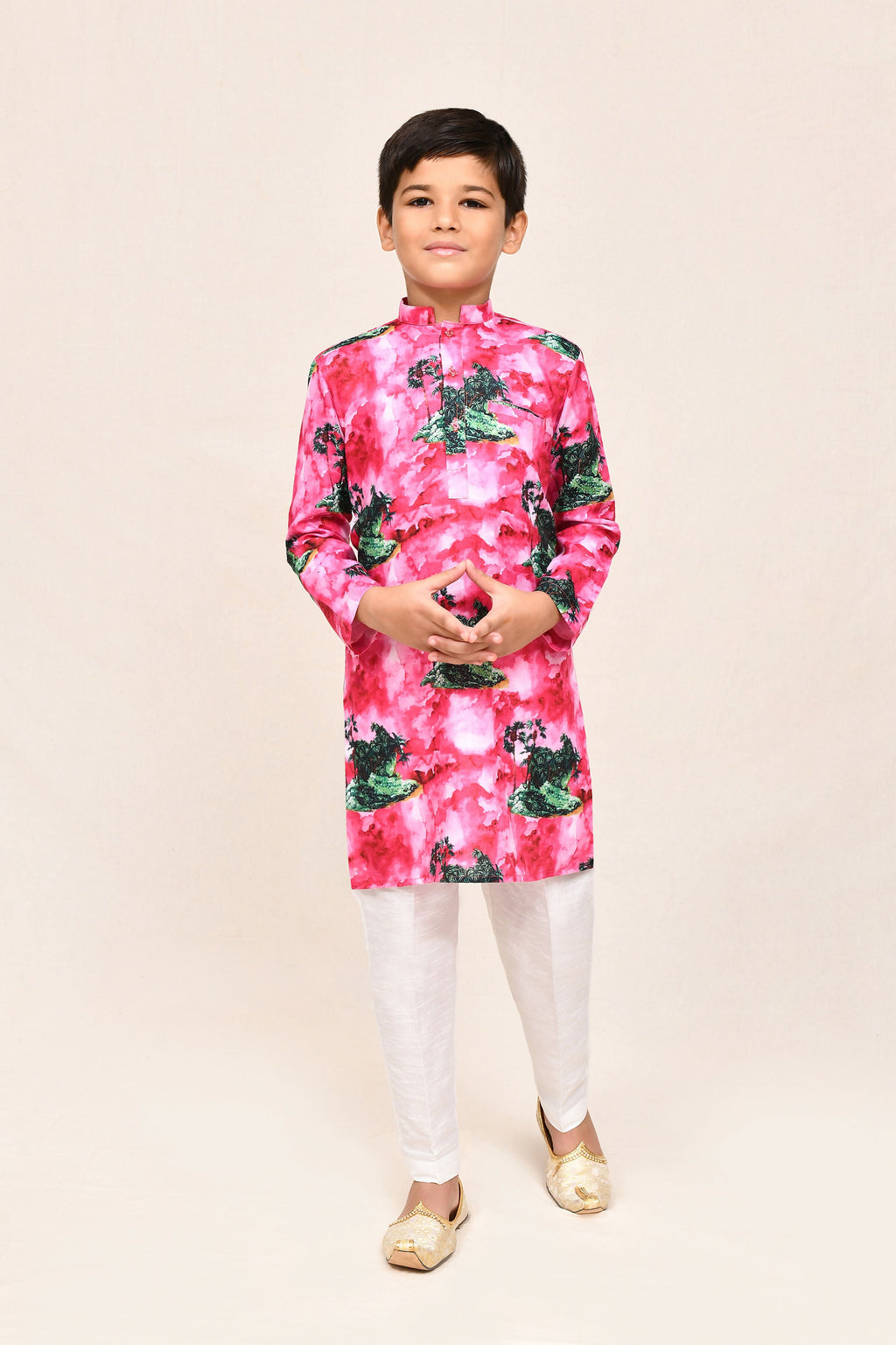 Joban Fashion Cotton Pink Kurta With Straight Fit Pant | Grocsy