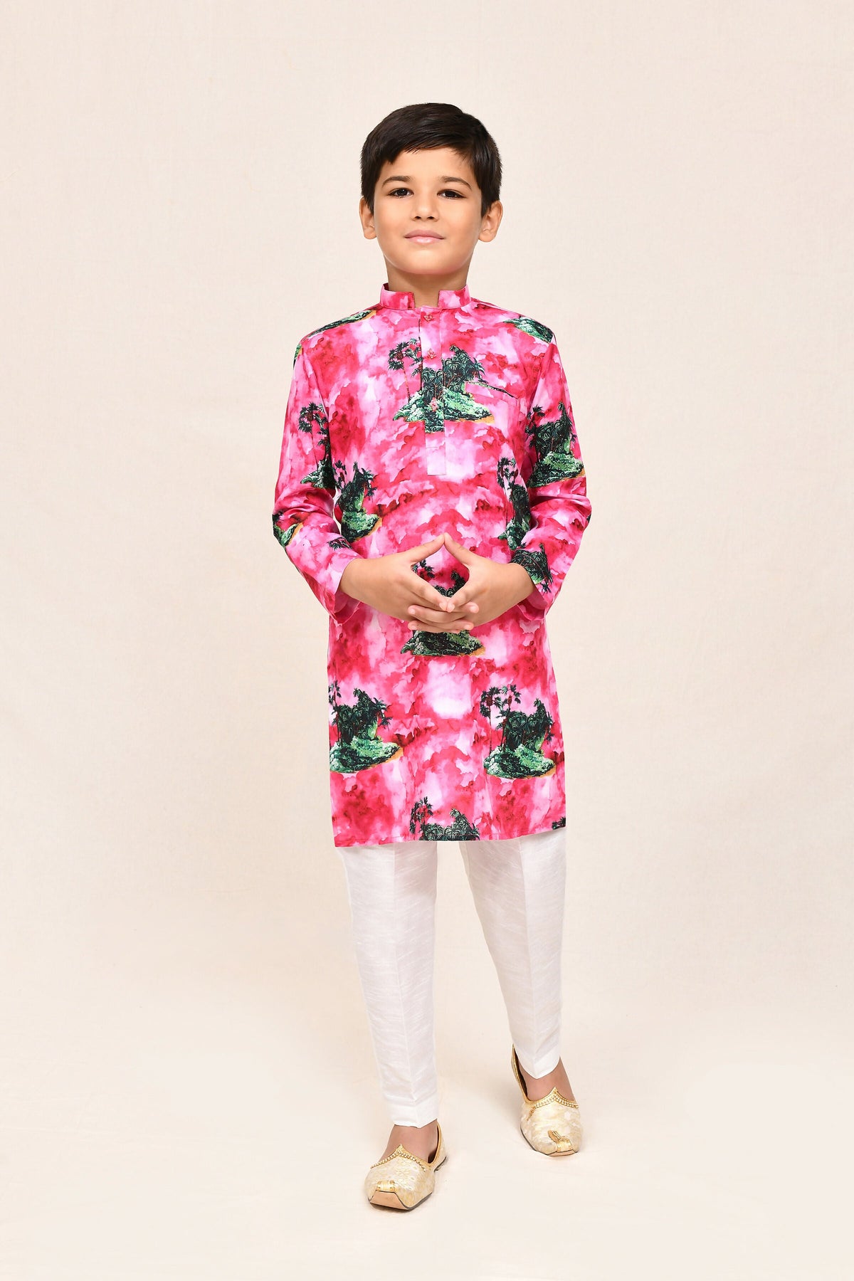 Joban Fashion Cotton Pink Kurta With Straight Fit Pant | Grocsy