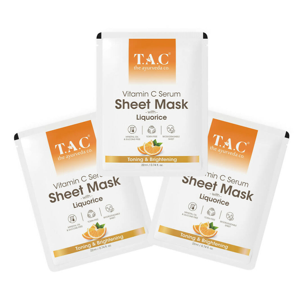 TAC - The Ayurveda Co. Vitamin C Serum Sheet Mask | Natural Skin Brightness | Grocsy