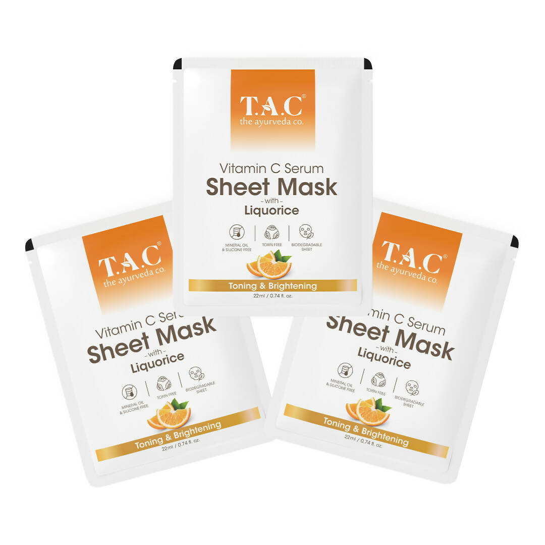 TAC - The Ayurveda Co. Vitamin C Serum Sheet Mask | Natural Skin Brightness | Grocsy