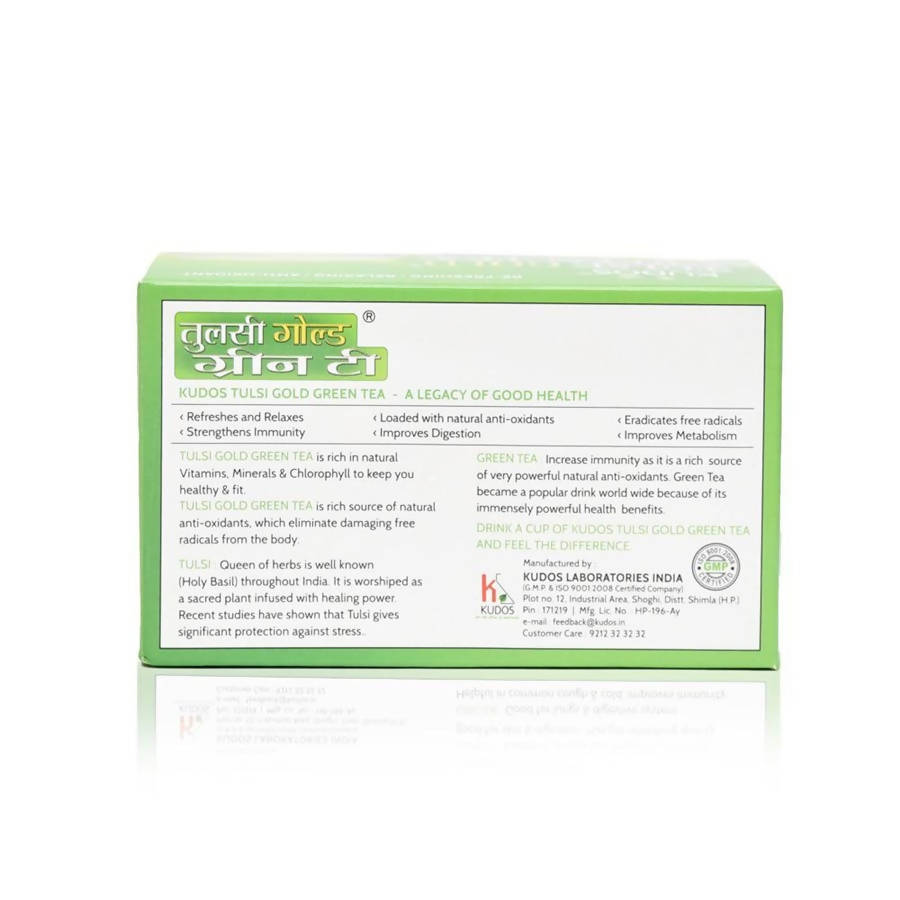Kudos Ayurveda Tulsi Gold Green Tea, Anti-Oxidant Tea | Grocsy