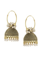 NVR Women Gold Toned Contemporary Jhumkas Earrings | Grocsy