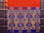 Red and Blue Paithani Silk Handloom Saree with Border and Body Buta Design - Global Threads | Grocsy