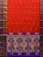 Red and Blue Paithani Silk Handloom Saree with Border and Body Buta Design - Global Threads | Grocsy