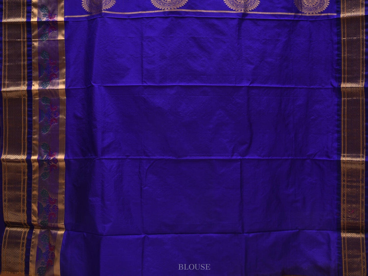 Red and Blue Paithani Silk Handloom Saree with Border and Body Buta Design - Global Threads | Grocsy