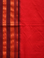 Red and Brown Narayanpet Silk Plain Saree with Traditional Border Design No Blouse - Global Threads | Grocsy
