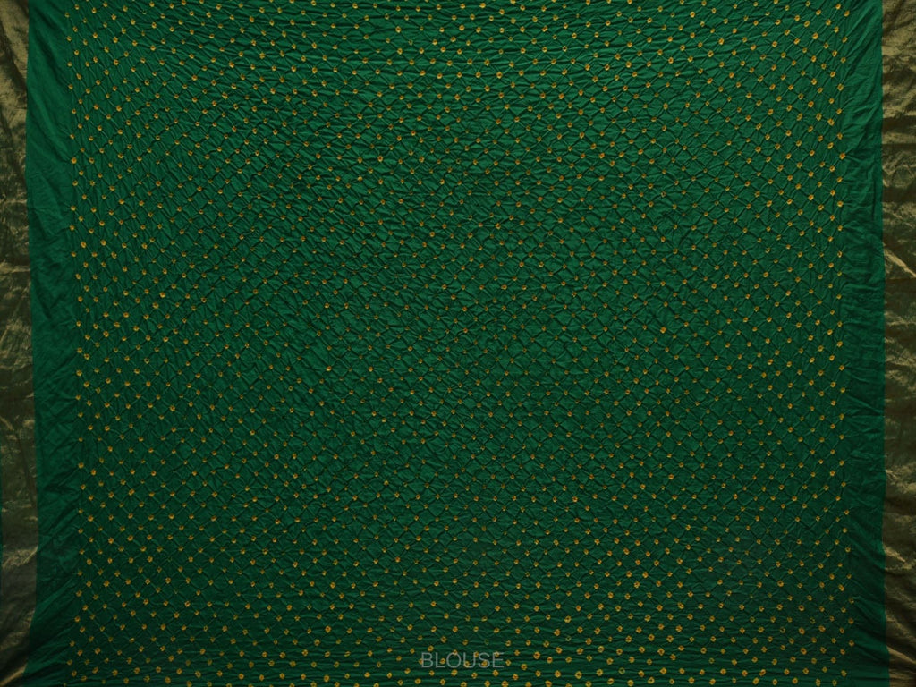 Red and Green Bandhani Uppada Silk Handloom Saree with Nilambari Buta Design - Global Threads | Grocsy
