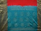 Red and Teal Bandhani Kanchipuram Silk Handloom Saree with Big Buta Design - Global Threads | Grocsy