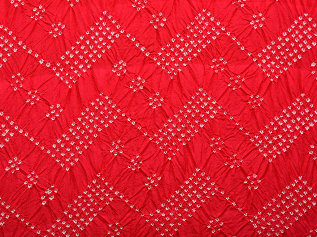 Red Bandhani Kanchipuram Silk Handloom Dupatta with Border Design - Global Threads | Grocsy