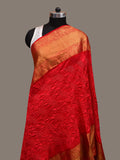 Red Bandhani Kanchipuram Silk Handloom Dupatta with Border Design - Global Threads | Grocsy
