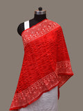 Red Bandhani Silk Stole with Embroidary Work Design - Global Threads | Grocsy