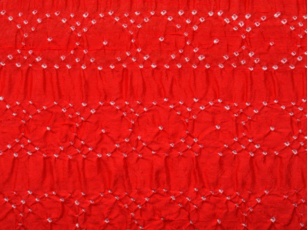 Red Bandhani Silk Stole with Embroidary Work Design - Global Threads | Grocsy