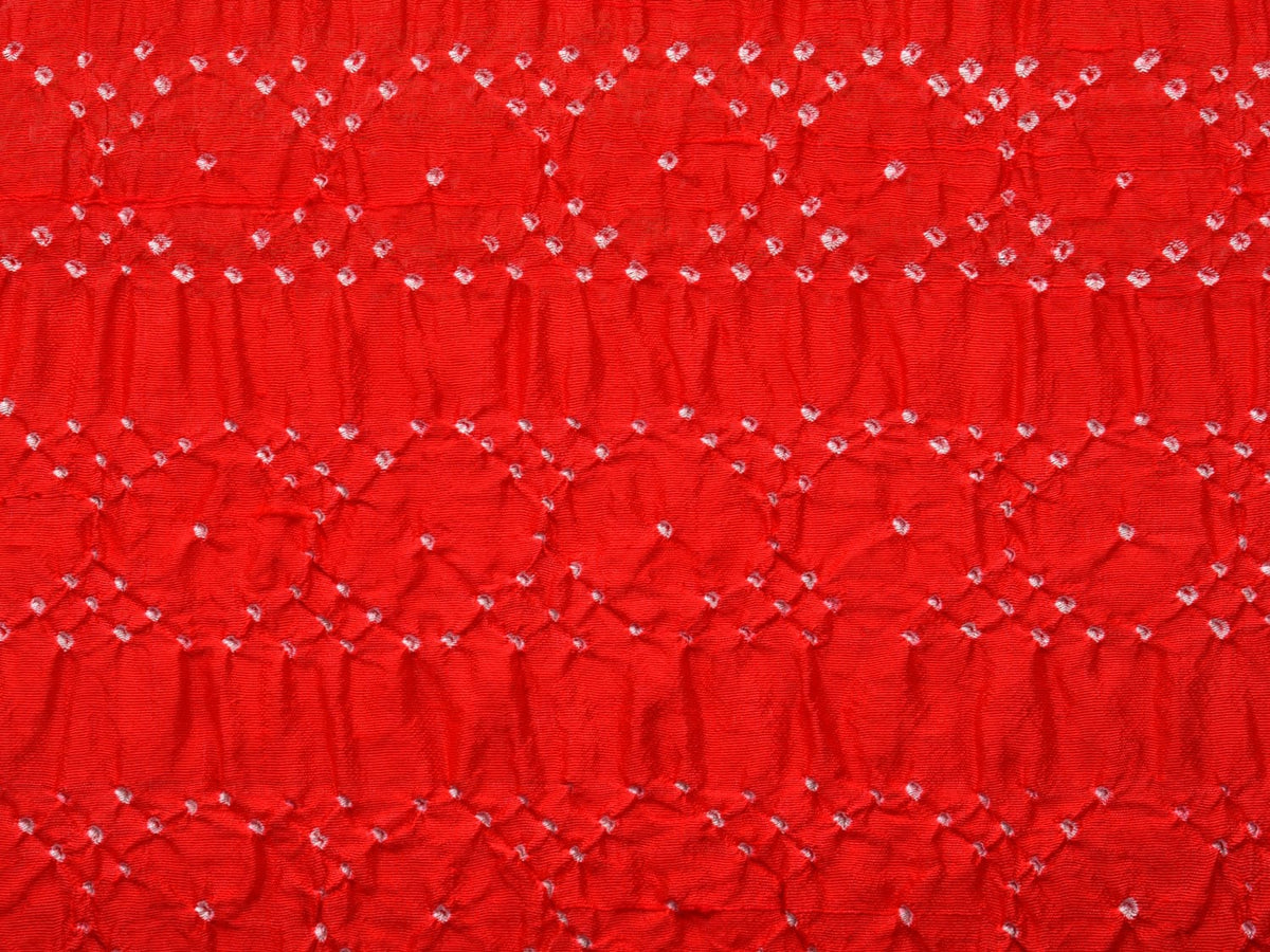 Red Bandhani Silk Stole with Embroidary Work Design - Global Threads | Grocsy