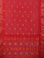 Red Bandhani Uppada Silk Handloom Saree with Nilambari Buta Design - Global Threads | Grocsy