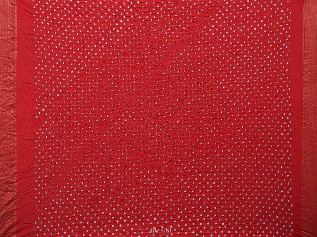 Red Bandhani Uppada Silk Handloom Saree with Nilambari Buta Design - Global Threads | Grocsy