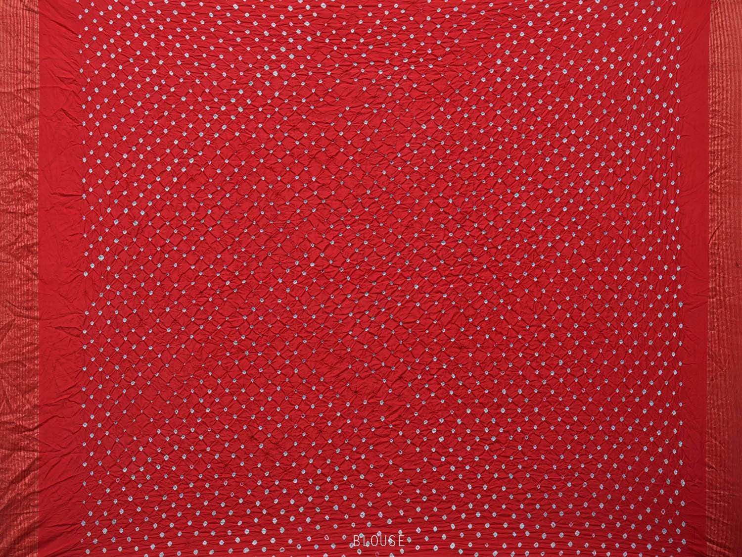 Red Bandhani Uppada Silk Handloom Saree with Nilambari Buta Design - Global Threads | Grocsy