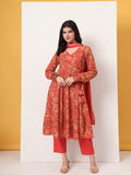 Yufta Red Cotton Anarkali Kurta With Dobby Dupatta Set | Grocsy