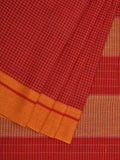 Red ilkal Cotton Handloom Saree with Checks Design No Blouse - Global Threads | Grocsy