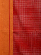 Red ilkal Cotton Handloom Saree with Checks Design No Blouse - Global Threads | Grocsy