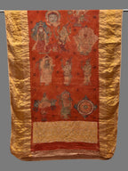 Red Kalamkari Hand Painted Kanchipuram Silk Handloom Dupatta with Dashavatar Design - Global Threads | Grocsy