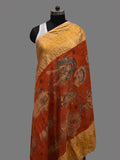 Red Kalamkari Hand Painted Kanchipuram Silk Handloom Dupatta with Dashavatar Design - Global Threads | Grocsy
