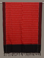 Red Pochampally Ikat Cotton Handloom Dupatta with Arrows Buta - Global Threads | Grocsy