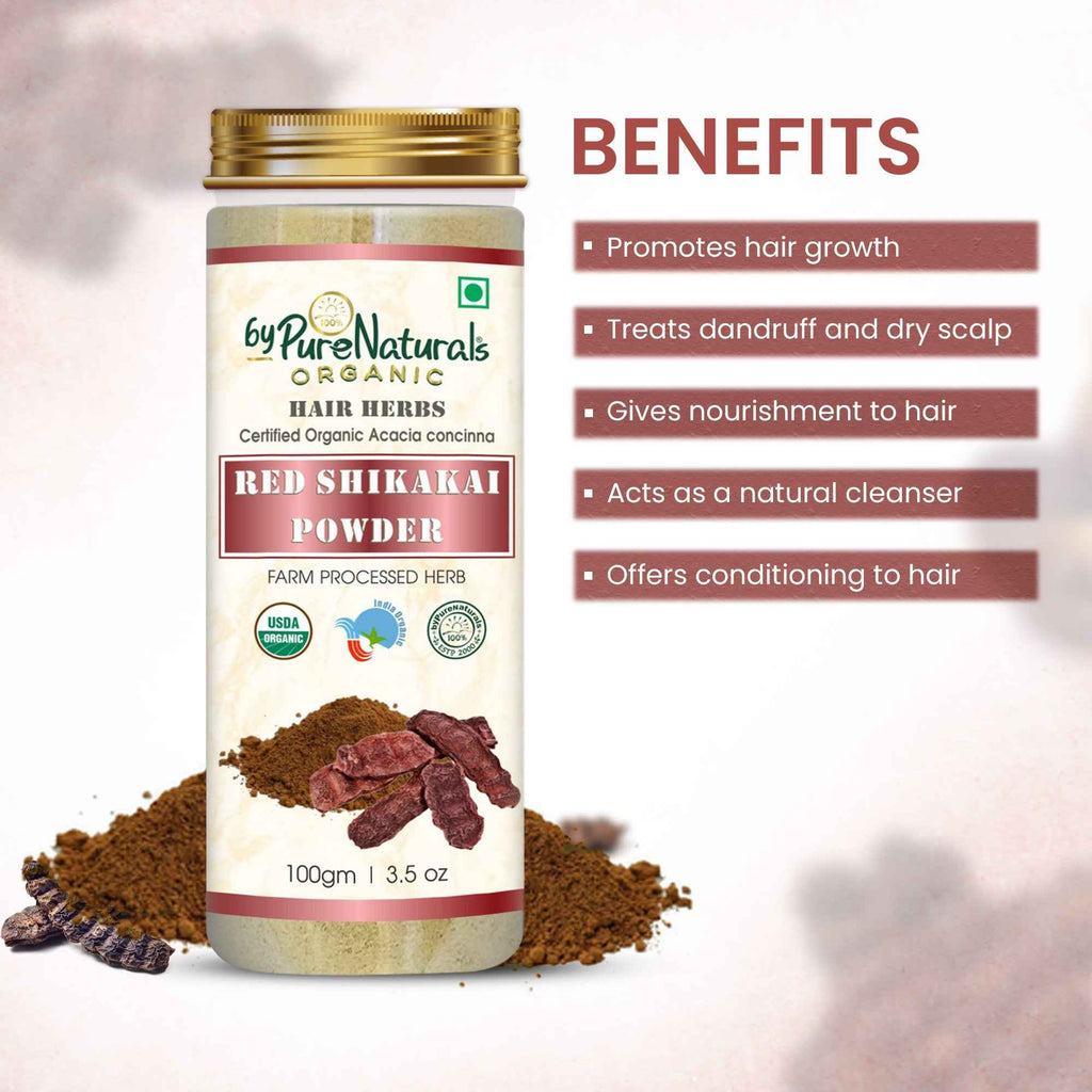 byPureNaturals Organic Red Shikakai Powder | Grocsy