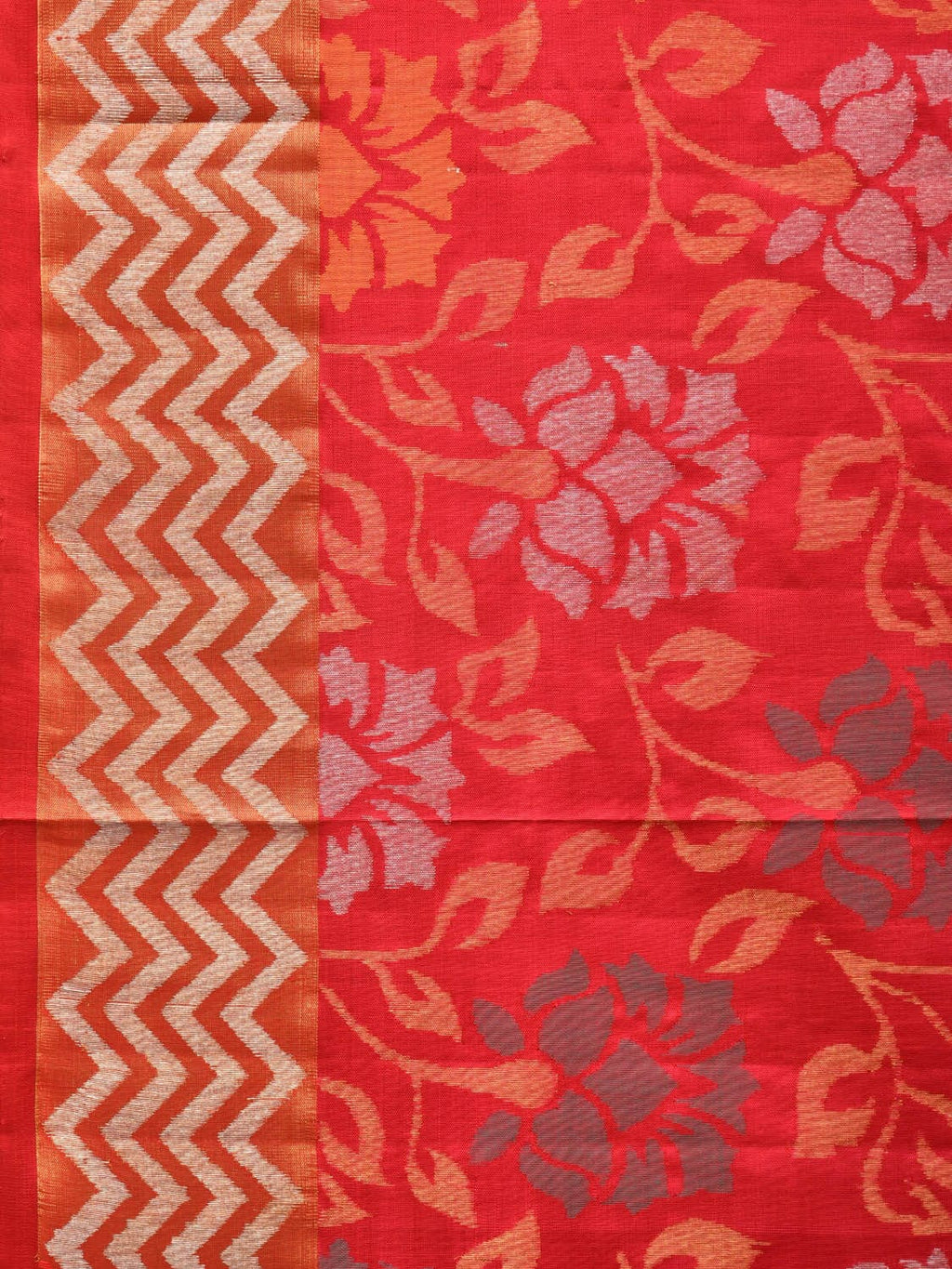 Red Uppada Silk Handloom Saree with All Over Floral Design - Global Threads | Grocsy