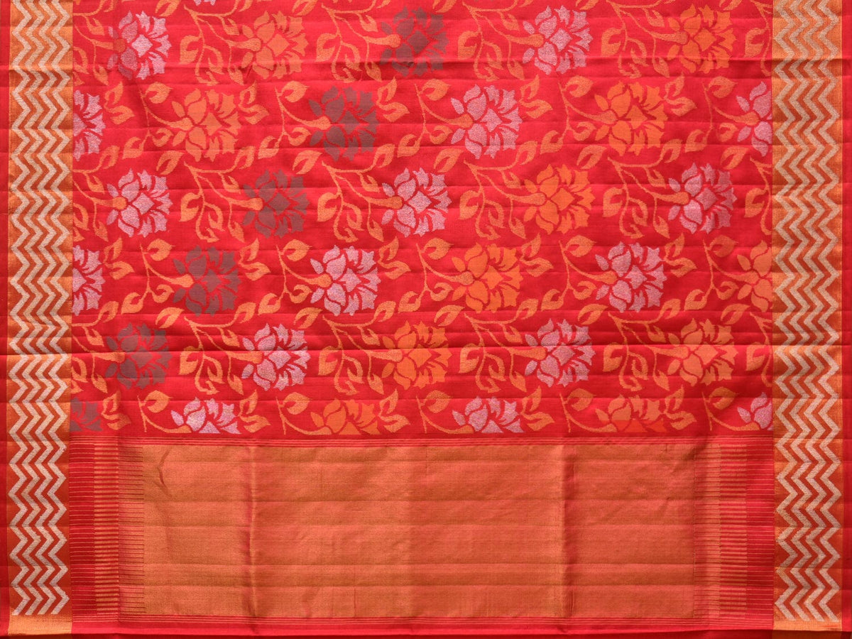 Red Uppada Silk Handloom Saree with All Over Floral Design - Global Threads | Grocsy