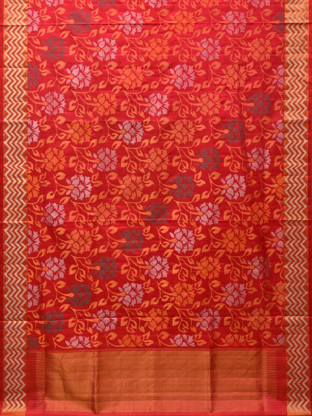 Red Uppada Silk Handloom Saree with All Over Floral Design - Global Threads | Grocsy