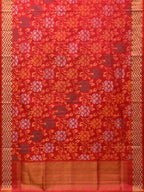Red Uppada Silk Handloom Saree with All Over Floral Design - Global Threads | Grocsy