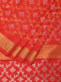 Red Uppada Silk Handloom Saree with All Over Jamdani Design - Global Threads | Grocsy