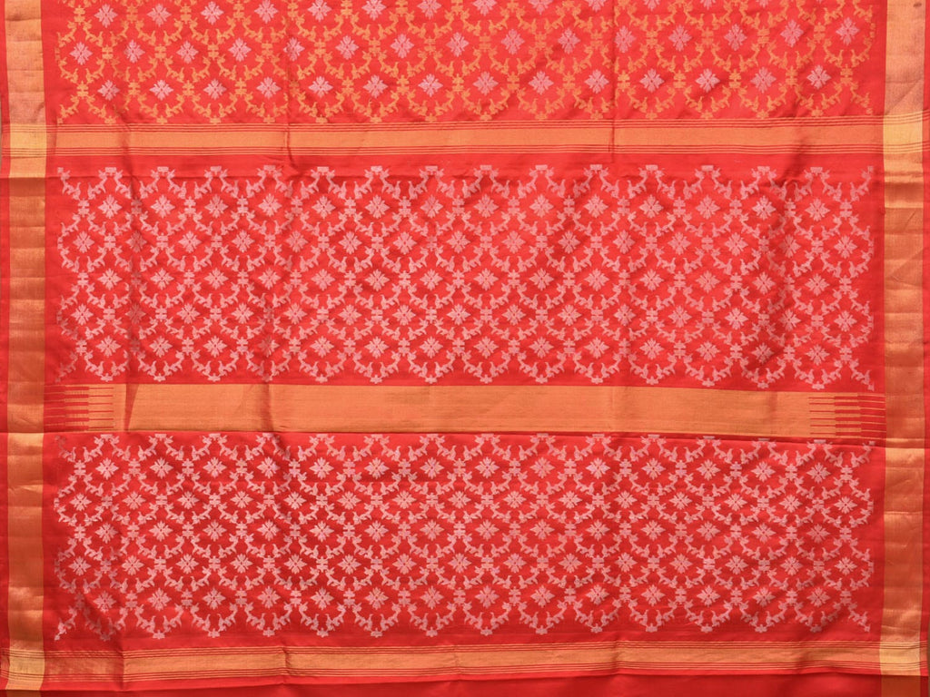 Red Uppada Silk Handloom Saree with All Over Jamdani Design - Global Threads | Grocsy