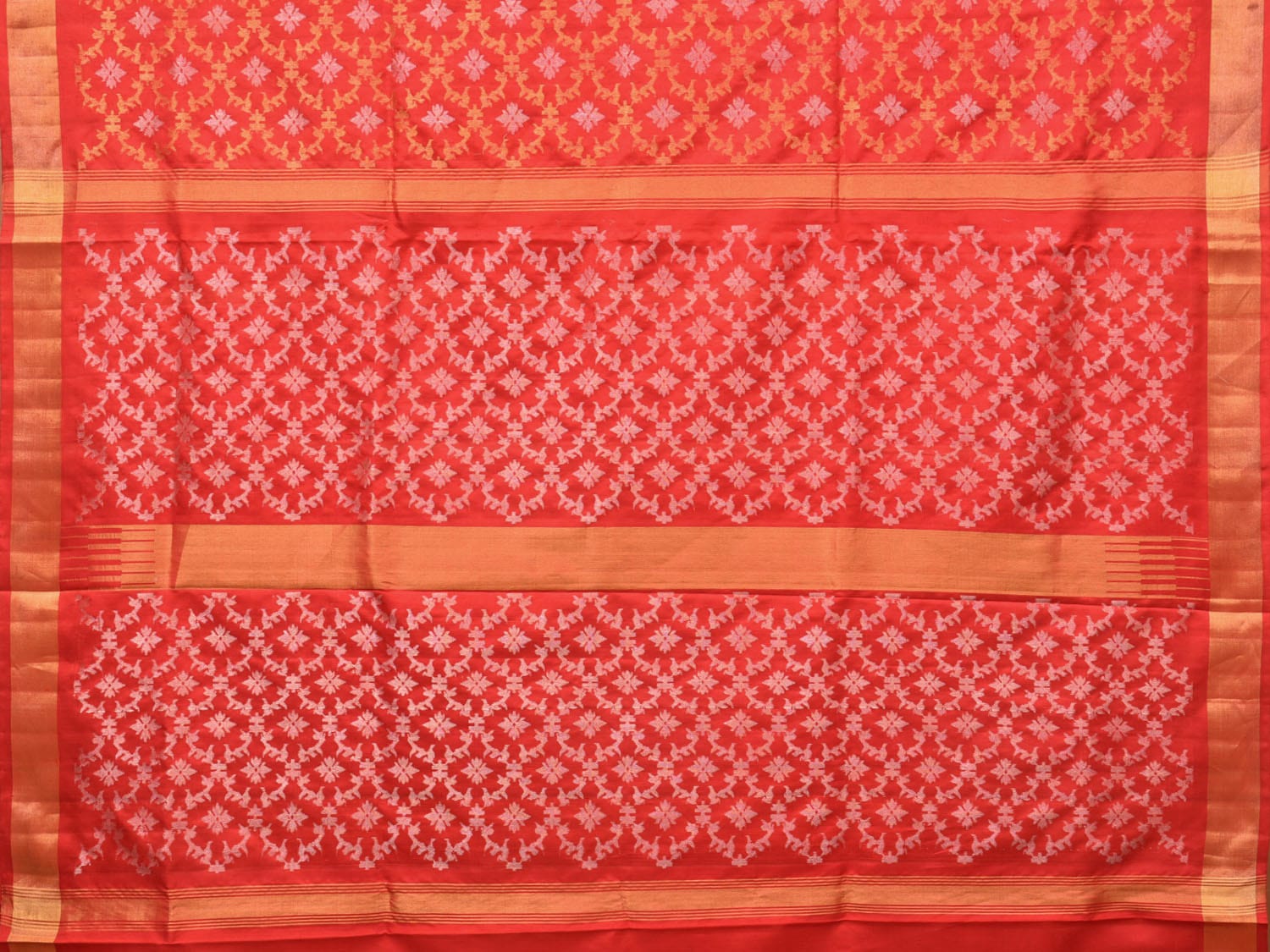 Red Uppada Silk Handloom Saree with All Over Jamdani Design - Global Threads | Grocsy