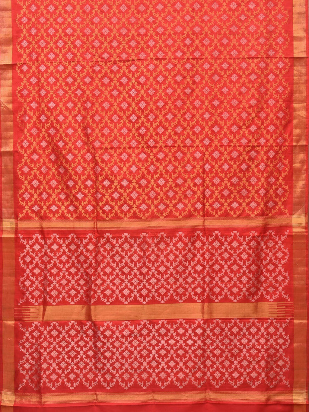 Red Uppada Silk Handloom Saree with All Over Jamdani Design - Global Threads | Grocsy